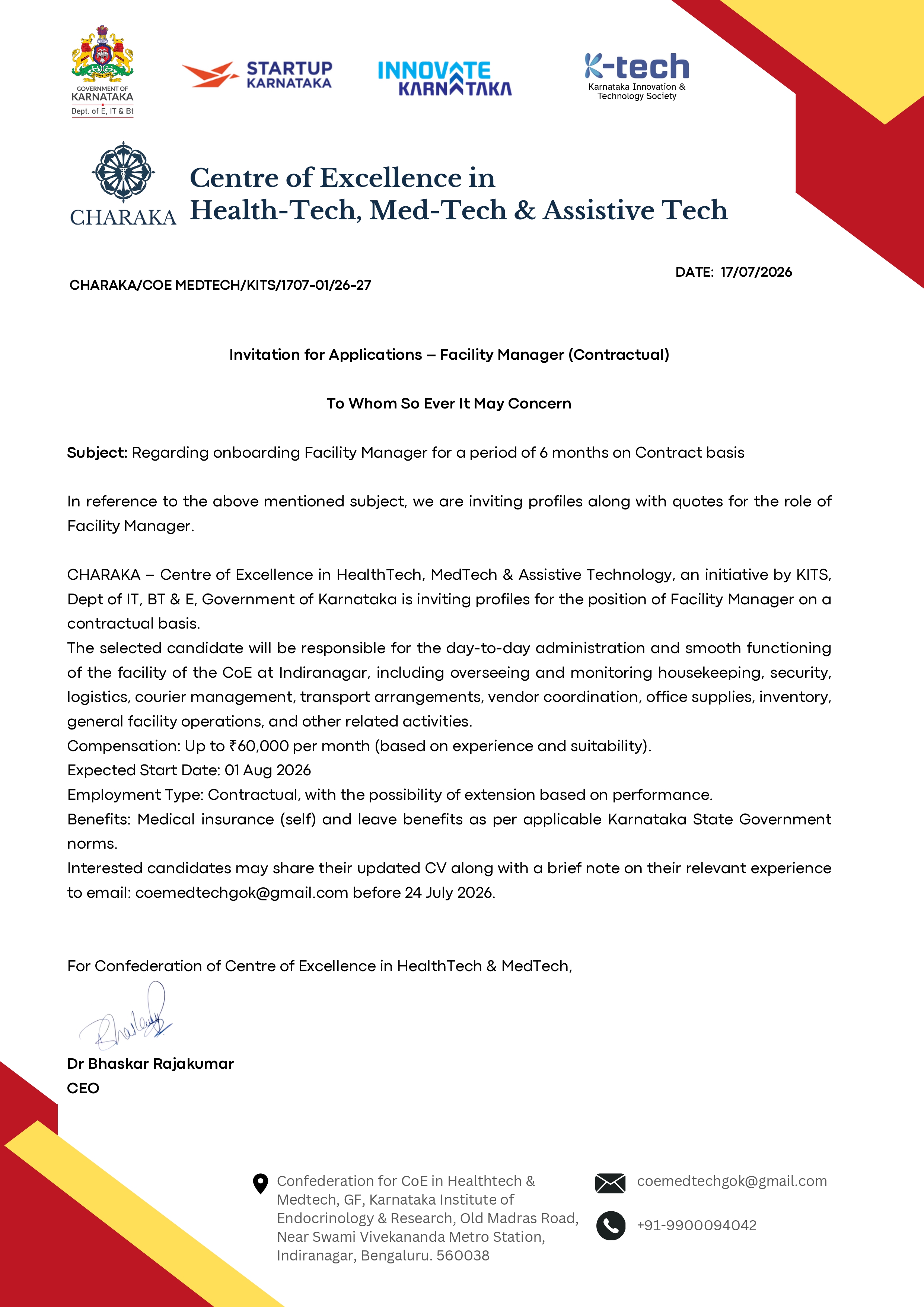Facility Manager Notification